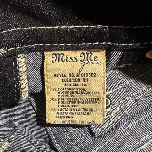 Miss Me-Dark Blue Boot Cut Jeans with Embellishments - Picture 6 of 7